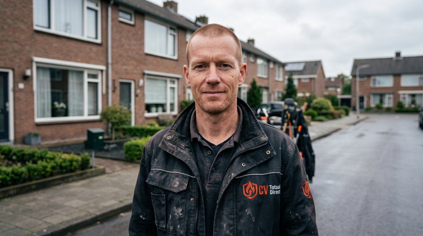 Ervaren CV Totaal Direct monteur in een Nederlandse woonwijk
