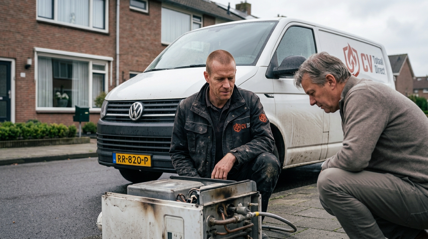Gecertificeerde monteur van CV Totaal Direct aan het werk in Wirdum